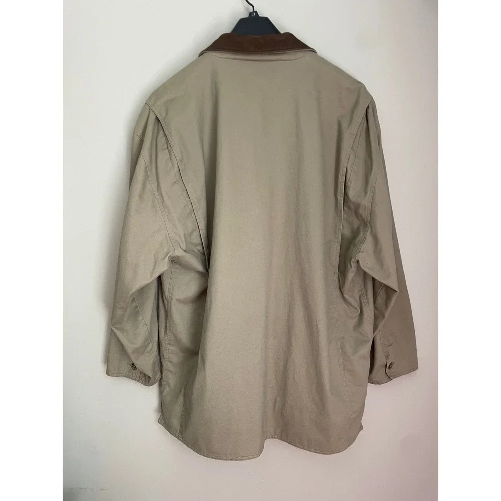 Lee Authentic Apparel Men 2XL Tan Barn‎ Coat Brown Leather Collar Chore Jacket